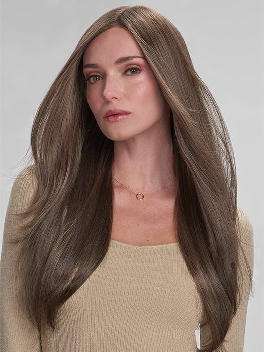 AVERY by Jon Renau in 8RH14 HOT COCOA | Medium Brown with 33% Medium Ash Blonde Highlights