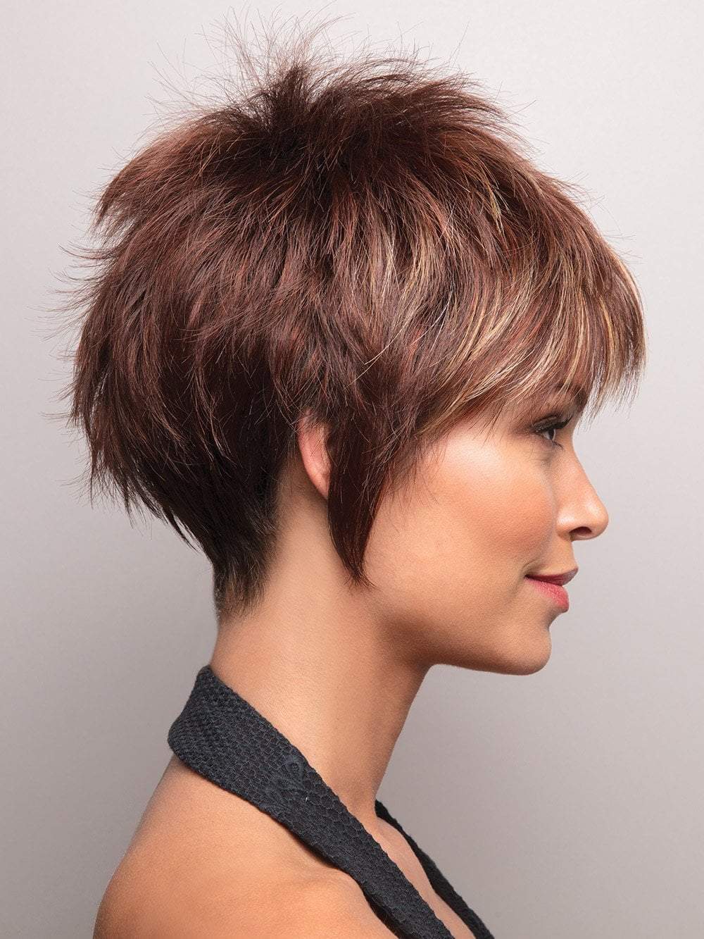 Noriko Billie | Razberry Ice-R | Rooted Dark Medium Auburn base with Copper and Strawberry Blonde highlights