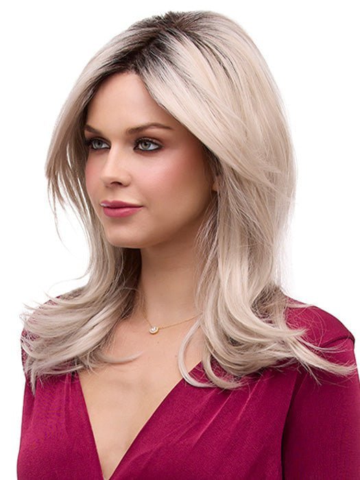 BOBBI by Envy in SILKY BEIGE | Light Platinum Blonde with Dark Brown Roots