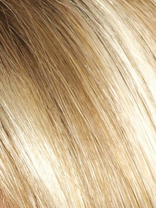 CREAMY-TOFFEE-R | Light Platinum Blonde blended with Light Honey Blonde and Dark Brown Roots