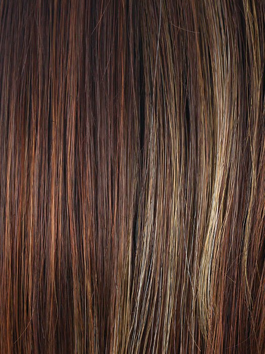 RAZBERRY-ICE-R | Rooted Dark Auburn with Medium Auburn Base with Copper and Strawberry Blonde Highlights
