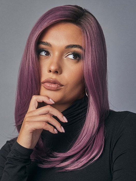 COSMO SLEEK by Rene of Paris in MAUVE BERRY | Smoky Fused Pale Violet Base with Medium Brown Roots