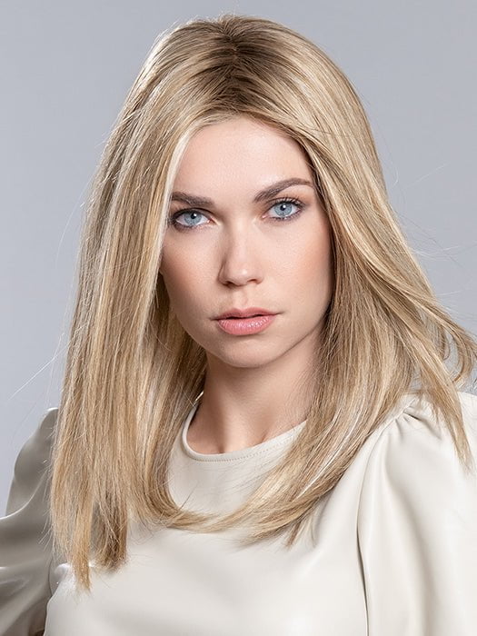 SANDY BLONDE ROOTED 22.16.25 | Light Neutral Blonde, Medium Blonde, and Lightest Golden Blonde blend with dark shaded roots