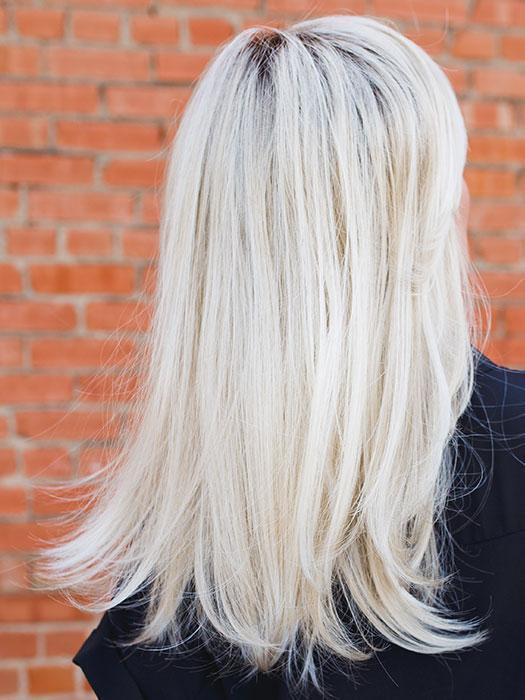 IMPRESS by ELLEN WILLE in PASTEL BLONDE ROOTED | Pearl Platinum, Dark Ash Blonde, and Medium Honey Blonde mix with Roots