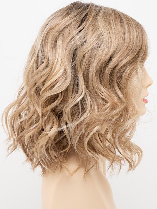 SPARKLING-CHAMPAGNE | Medium Brown roots with overall Strawberry Blonde base and soft Golden Blonde highlights