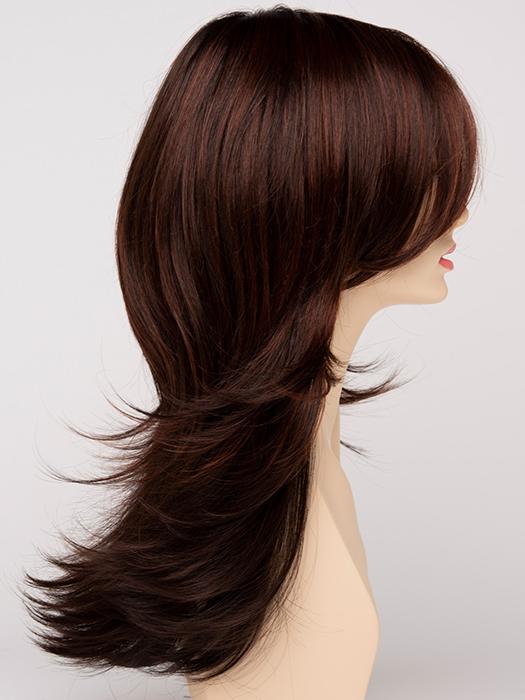 CHOCOLATE-CHERRY | Dark Brown roots with overall Medium Brown base with Deep Red highlights