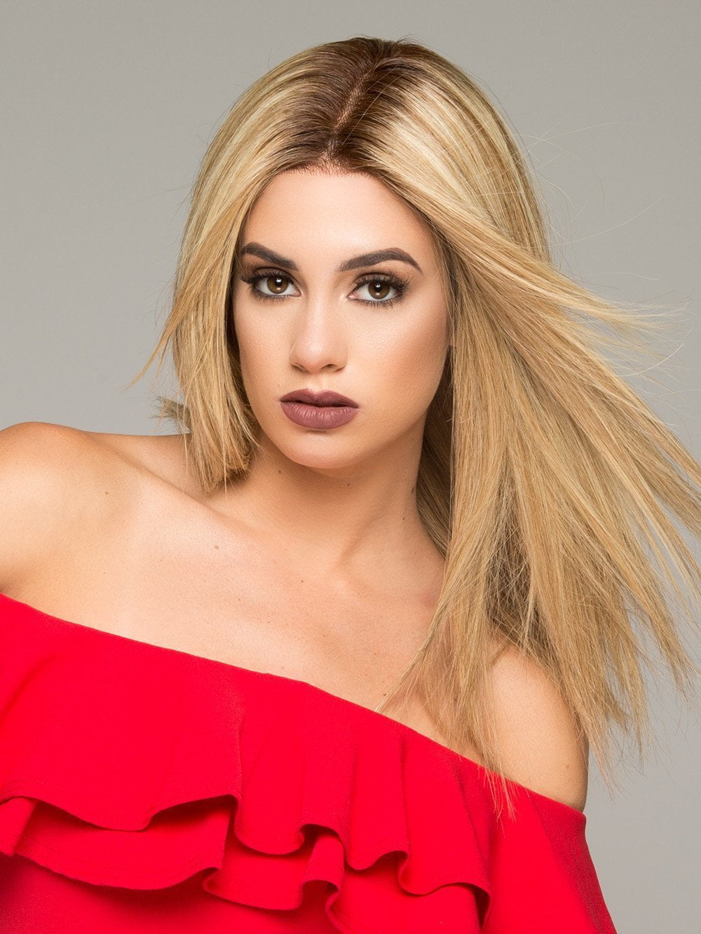 SIENNA EXCLUSIVE by JON RENAU in 12FS8  | Light Gold Brown, Light Natural Gold Blonde and Pale Natural Gold-Blonde Blend, Shaded with Medium Brown  (This piece has been styled and straightened)