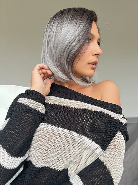 Roxie wearing GRAYDIENT-STORM | Dark Brown Roots that Melt into Light Gray and Silver Tones Towards the Ends