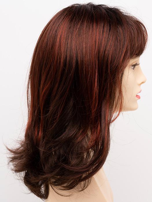 CHOCOLATE-CHERRY | Dark Brown roots with overall Medium Brown base with Deep Red highlights