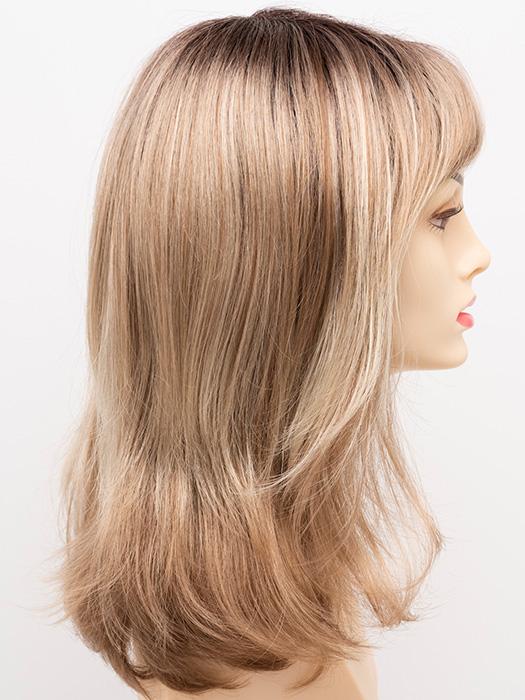 SPARKLING-CHAMPAGNE | Medium Brown roots with overall Strawberry Blonde base and soft Golden Blonde highlights