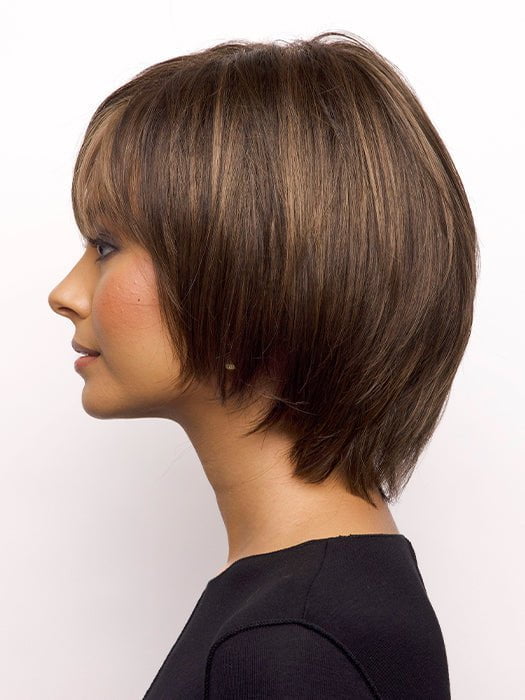 A medium length synthetic wig