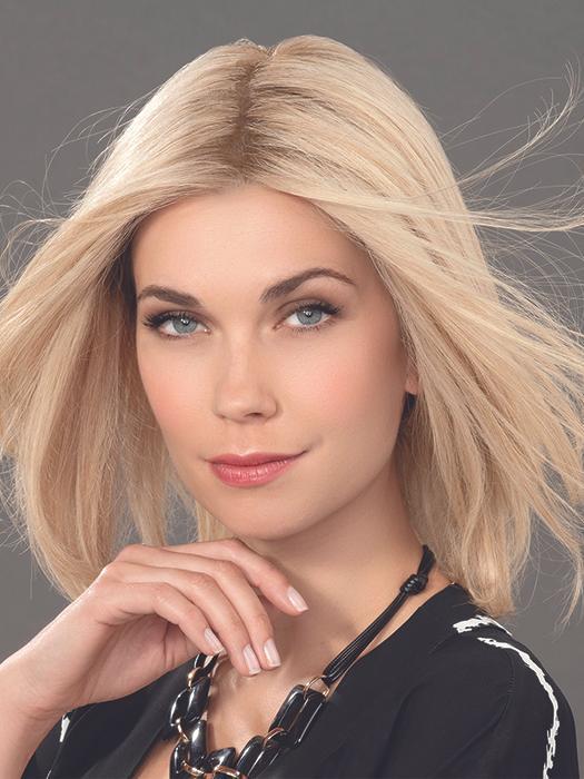 MATRIX by ELLEN WILLE in CHAMPAGNE ROOTED 22.26.20 | Light Beige Blonde, Medium Honey Blonde, and Platinum Blonde blend with Dark Roots