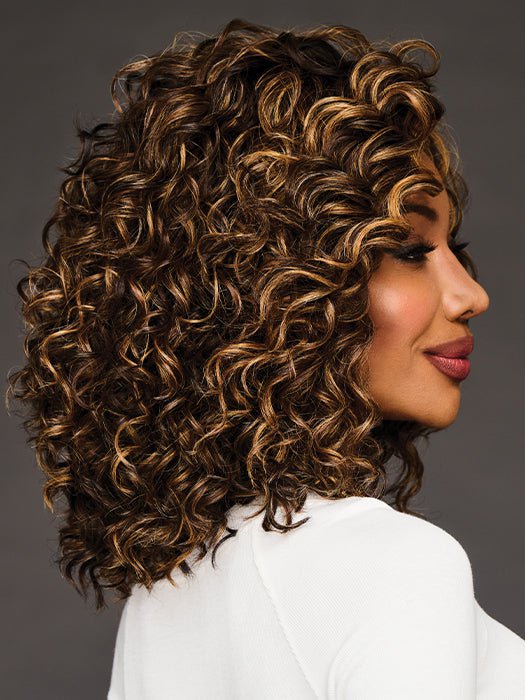 A spiral-curled layered bob