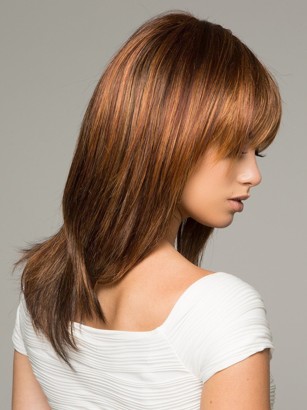 ENIGMA by RAQUEL WELCH in R3329S+ GLAZED AUBURN | Rich Dark Auburn with Pale Ginger Blonde Highlights