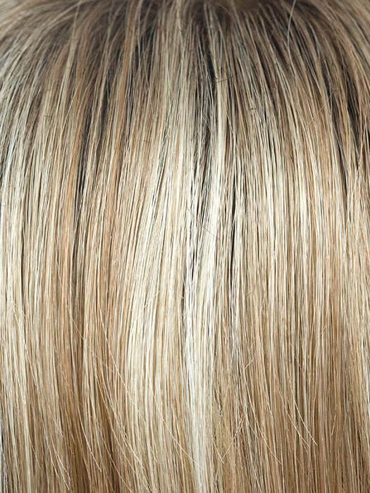 SUGAR-CANE-R | Rooted Platinum Blonde and Strawberry Blonde Evenly Blended Base with Light Auburn Highlights