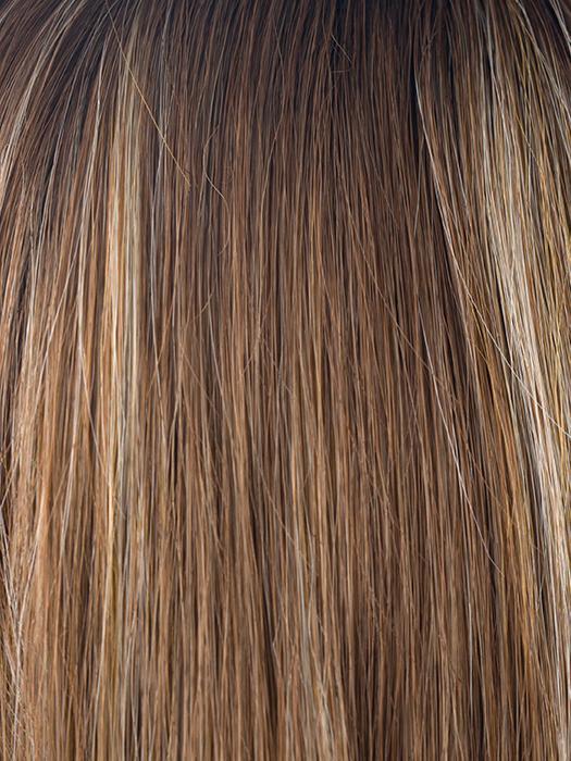 MAPLE-SUGAR-R | Rooted Dark with Light Honey Brown base with Strawberry Blonde highlights