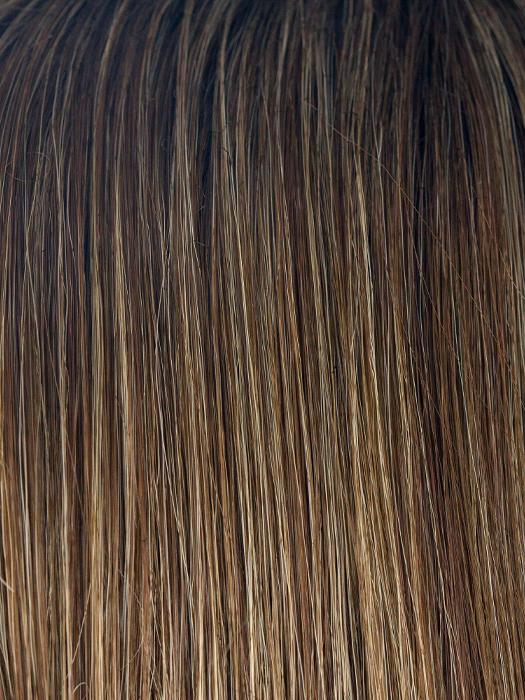ICED MOCHA R | Rooted Dark Brown with Medium Brown Base Blended with Light Blonde Highlights