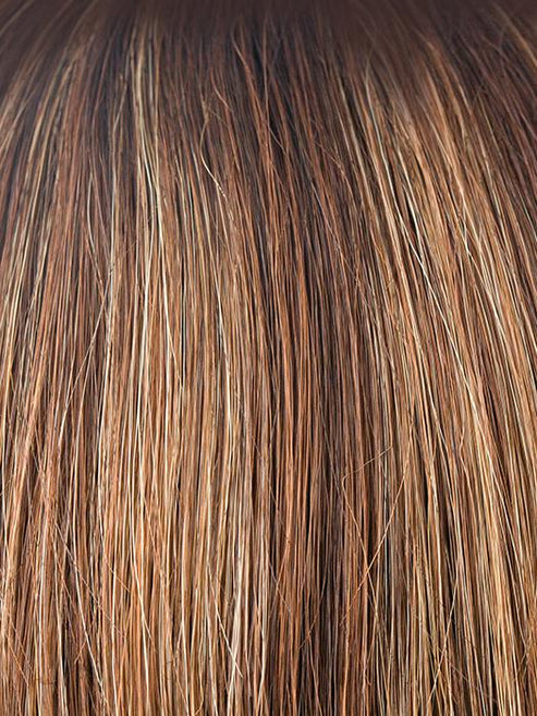 AUBURN-SUGAR-R | Rooted Dark Auburn with Medium Auburn Base with Dark Strawberry Blonde Highlights