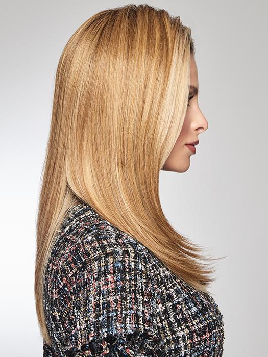 The monofilament top can be parted on the left, right or center
