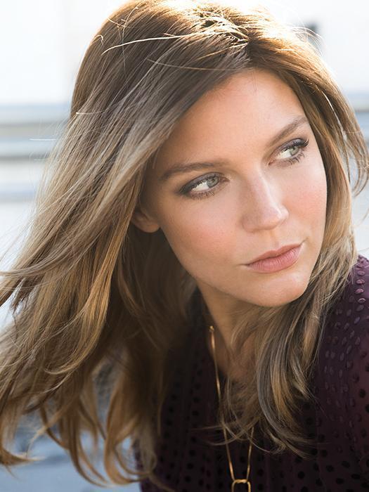LONG TOP PIECE by Rene of Paris in MACADAMIA-LR | The root is soft brown color that melts into a beige blonde color