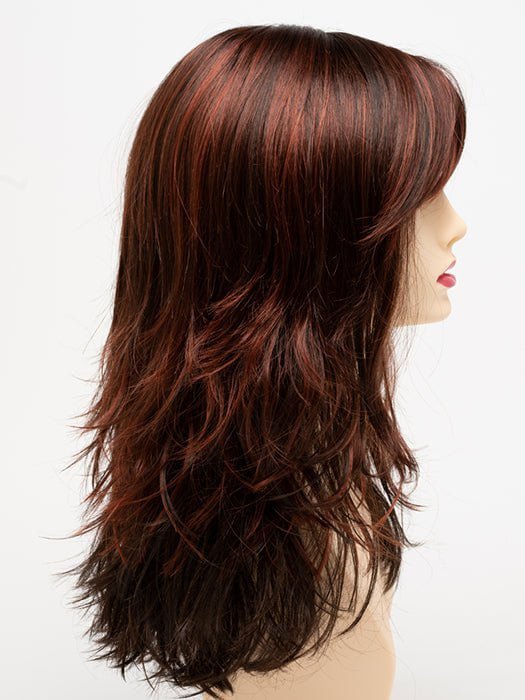 CHOCOLATE-CHERRY | Dark Brown roots with overall Medium Brown base with Deep Red highlights