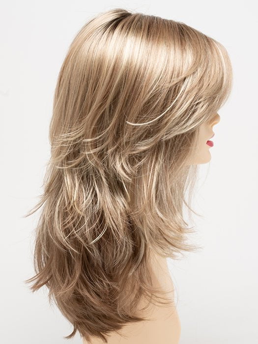 SPARKLING-CHAMPAGNE | Medium Brown roots with overall Strawberry Blonde base and soft Golden Blonde highlights