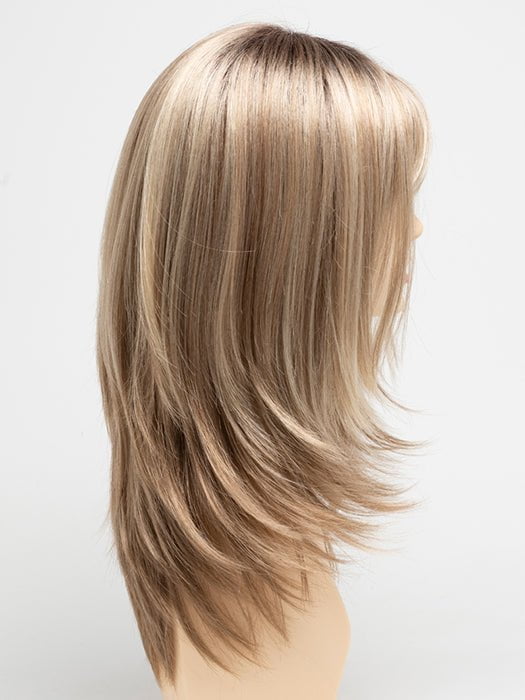 SPARKLING-CHAMPAGNE | Medium Brown roots with overall Strawberry Blonde base and soft Golden Blonde highlights