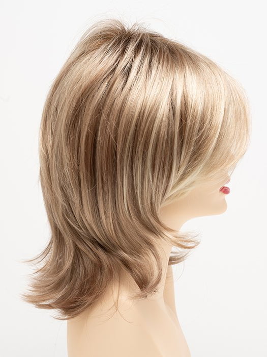 SPARKLING-CHAMPAGNE | Medium Brown roots with overall Strawberry Blonde base and soft Golden Blonde highlights