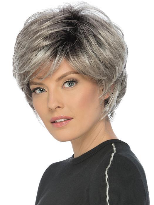 TRUE by ESTETICA in CHROMERT1B | Gray & White With 25% Medium Brown Blend & Off-Black Roots