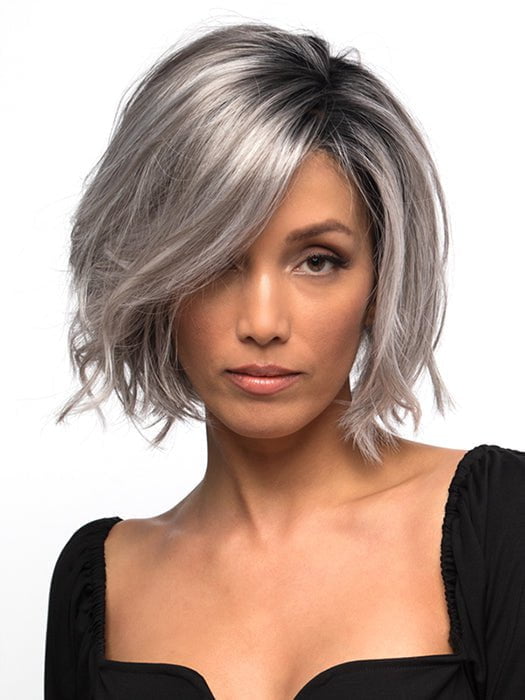 SAGE by Estetica in CHROMERT1B | Gray and White with 25% Medium Brown Blend and Off-Black Roots