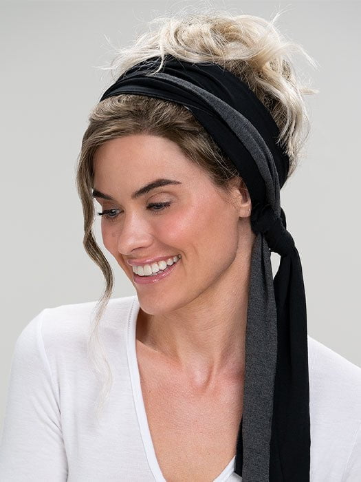 THE REVERSIBLE SOFTIE HEADSCARF by Jon Renau in BLACK-DARK-GREY