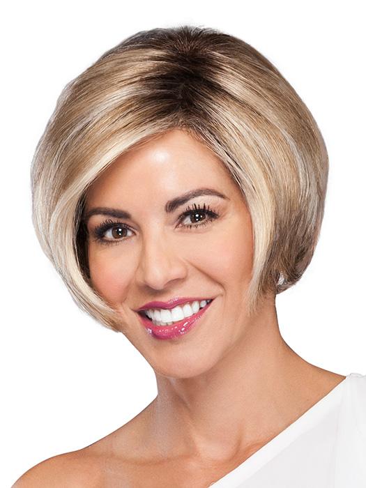 TRINA by TressAllure in CHIFFON-CANDY | Dark Gold Blonde with shadowed roots and Gold Blonde highlights