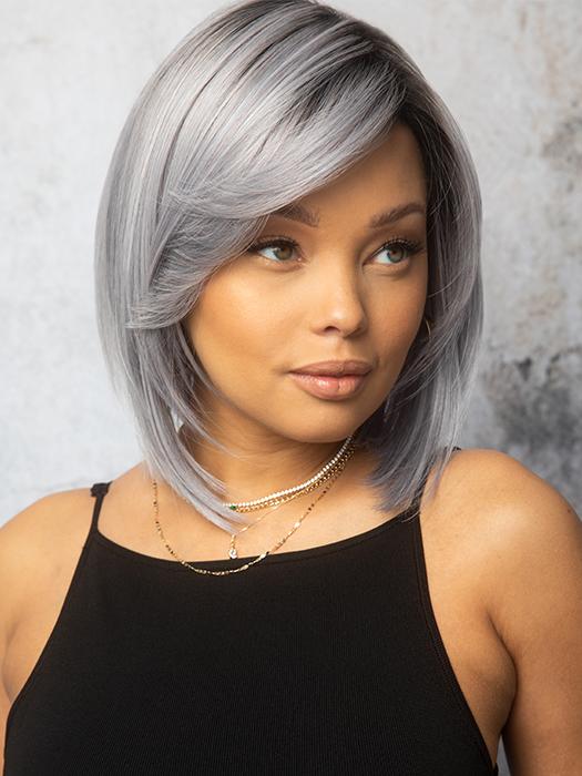 SILKY SLEEK by Rene of Paris in LUNAR-HAZE | Periwinkle Base with Off-Black Roots