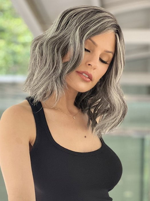 Roxie wearing DRESS ME UP by Gabor in GF44-60SS SUGARED LICORICE | Salt Dark Brown with Subtle Warm Highlights Roots