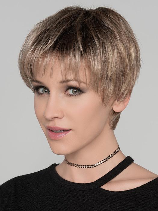 STOP HI TEC by Ellen Wille in DARK SAND ROOTED | Light Brown base with Lighest Ash Brown and Medium Honey Blonde blend and Dark Roots