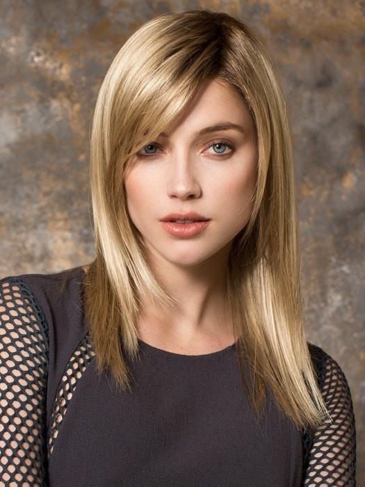 CODE MONO by Ellen Wille in SANDY BLONDE ROOTED | Medium Honey Blonde, Light Ash Blonde, and Lightest Reddish Brown Blend with Dark Roots