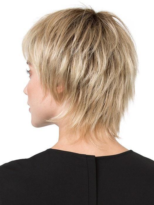 Shorter crown and longer nape creates a shag cut