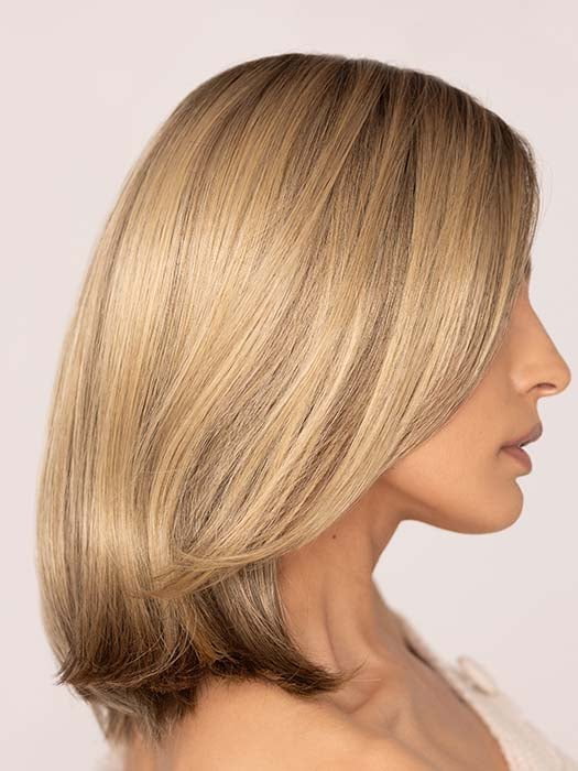 Roxie in HARPER by JON RENAU in color 24BT18S8 SHADED MOCHA | Medium Natural Ash Blonde & Light Natural Gold Blonde Blend, Shaded with Medium Brown