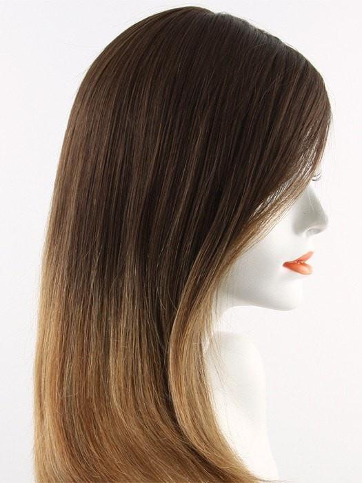 B8-27/30RO | Medium Natural Brown Roots to Midlengths, Medium Red-Gold Blonde Midlengths to Ends