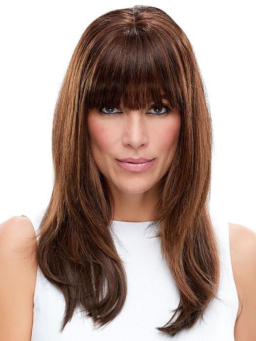 EASIFRINGE by easihair in 6RN DARK BROWN | Human Hair Renau Natural (The fringe is customized to reflect blunt bangs as an option)