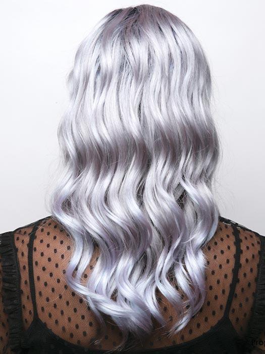 PASTEL-BLUE-R | Pastel periwinkle tone base with a dark black/purple root