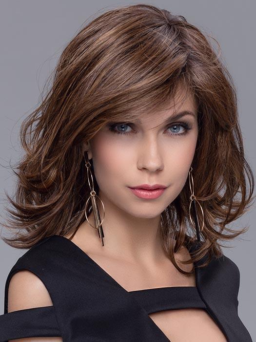 ALIVE by ELLEN WILLE in CHOCOLATE ROOTED | Medium to Dark Brown Base with Light Reddish Brown Highlights and Dark Roots