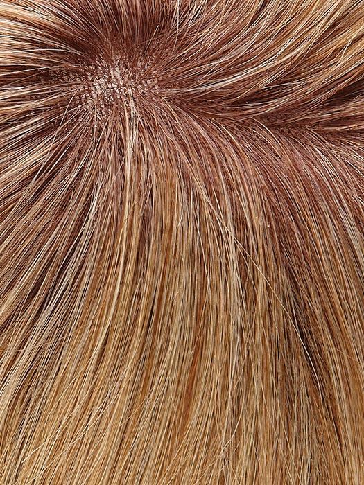 27T613S8 SHADED SUN | Medium Natural Red-Gold Blonde and Pale Natural Gold Blonde Blend and Tipped, Shaded with Medium Brown