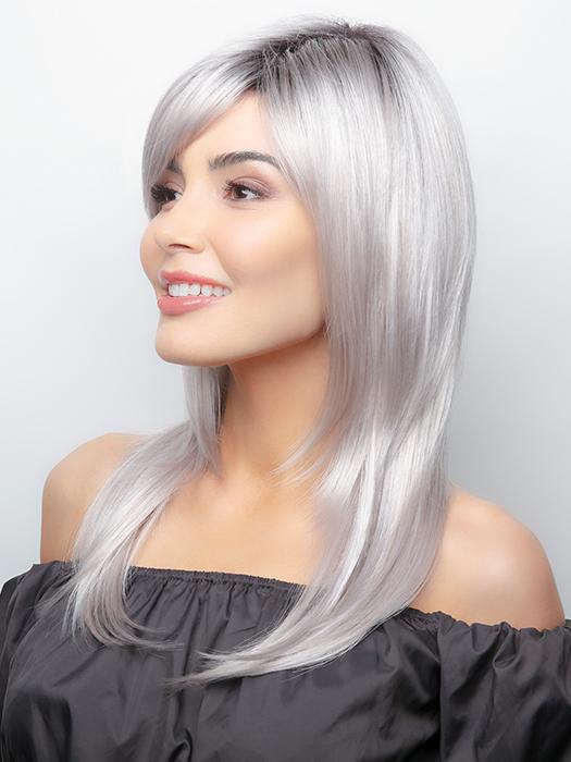 MOONSTONE | Medium Gray with Blue-toned Silver highlights and Dark Roots