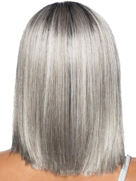 SUTTON by Estetica in CHROMERT1B | Gray and White with 25% Medium Brown Blend and Off-Black Roots