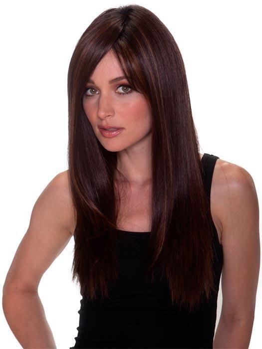 STRAIGHT PRESS 23 by BELLETRESS in COLA WITH CHERRY | Medium Dark Brown/Medium and Dark Auburn Highlights and Dark Brown Roots