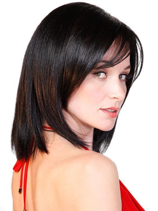 This layered bob falls just under the chin