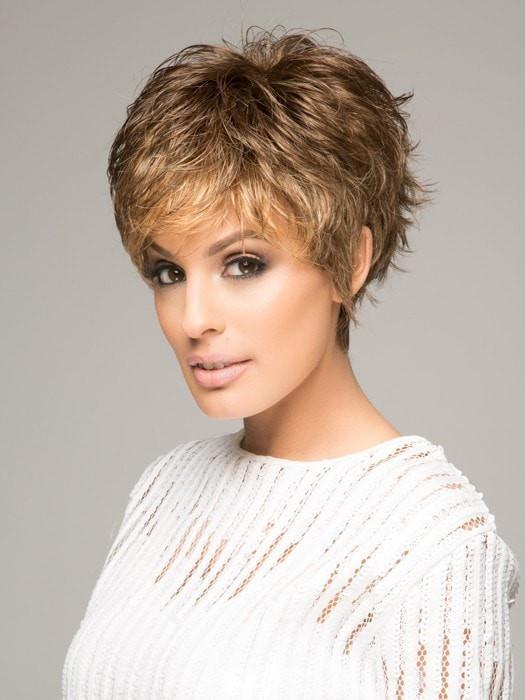 SPARKLE WIG Raquel Welch in R9F26 MOCHA FOIL | Warm Medium Brown with Medium Golden Blonde Highlights Around the Face